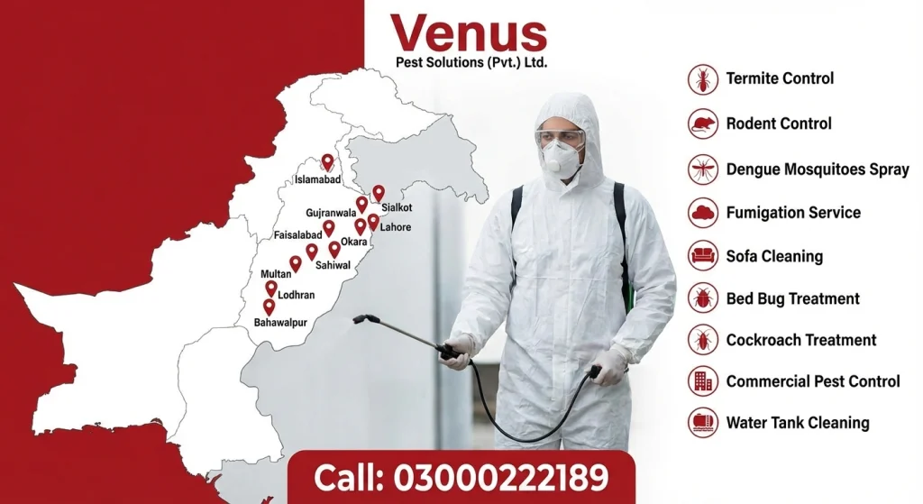 Pest Control Services in 10 cities of Pakistan.